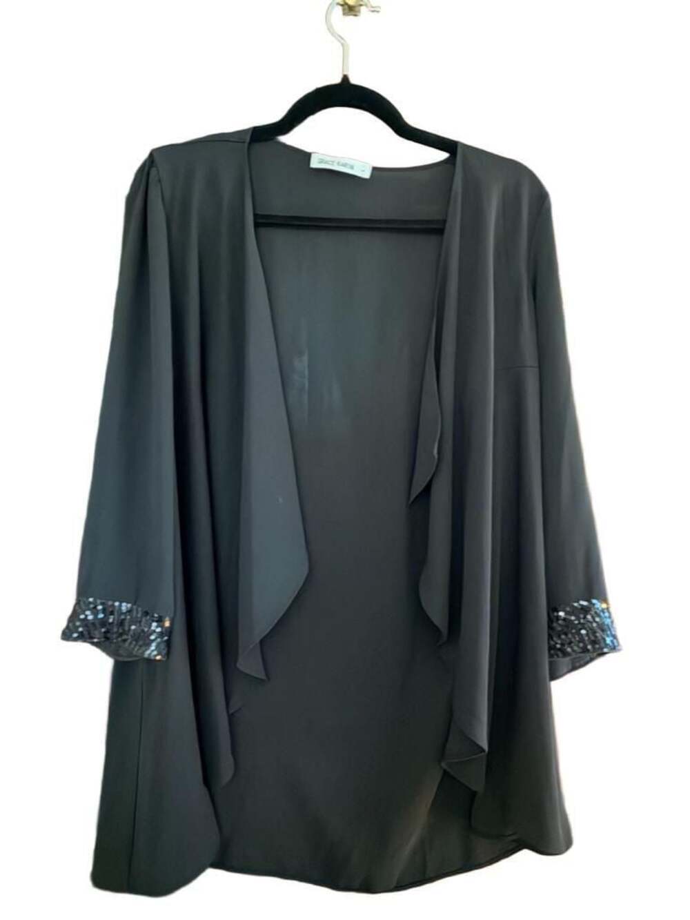 2 piece Grace Karin Black Sequined Sleeveless Cocktail Dress and Open Front Card - Picture 3 of 4